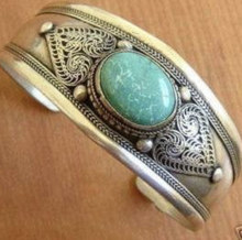hot sell new - Handcrafted Ethnic Carve  dragon Men's tibet silver  turquoises cuff bracelet bangle 2024 - buy cheap