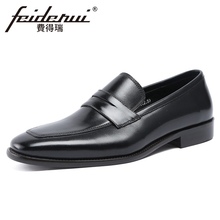 New Designer Comfortable Male Footwear Genuine Leather Men's Formal Dress Loafers Square Toe Handmade Man Casual Shoes YMX622 2024 - buy cheap
