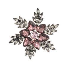 Vintage Style Rhinestone Crystals Purple Flower Brooch Pins Broach Women Dress Bag Accessories 2024 - buy cheap