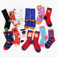 Autumn And Winter New Pattern Literature Fan Yuanchuang Personality Cartoon Cotton Socks Ma'am In Canister Socks Tide Socks 2024 - buy cheap