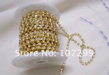 FREE SHIPPING--10yd 3mm A-Grade Rhinestone Gold Diamante Chain Craft wedding cake, wedding invitations  Decorations 2024 - buy cheap