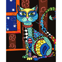 Pintura por números diy, presente artesanal colorido de desenho animado de gato, animais, para adultos, presente exclusivo, decoração de casa, 40x50x65cm 2024 - compre barato