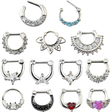 Trendy Stainless Steel with Cubic Zircon Septum Clicker Fashion 16g Nose Hoop Rings for Women Nose Body Piercing Jewelry 2024 - buy cheap