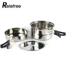 Silver Camping Cookware Suit Outdoor Pot Strong Bowl Cooking Picnic Pot Tool Travel 2024 - buy cheap