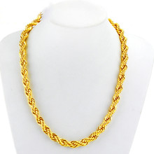 Cadena de cuerda francesa sólida de 6MM de espesor, collar de Hip Hop lleno de oro amarillo para hombre, cido culo femenino de 23,6 "de longitud 2024 - compra barato
