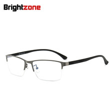 Brightzone Men Half Rim Metal TR90 UV400 Anti Blue Light Computer Goggles Optician Spectacle Frame Plain Eyewear Glasses Only17g 2024 - compre barato