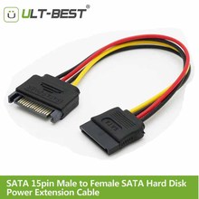 ULT-Best SATA 15pin Male to Female SATA Hard Disk Power Extension Extender Cabo Cord for HDD SSD Power Cables 20CM 2024 - buy cheap