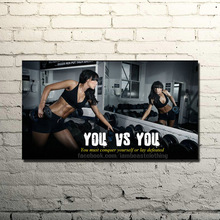 Cartel de seda de 13x24 pulgadas con cita motivacional para culturismo, decoración de gimnasio, imagen deportiva para Fitness, 02-14 2024 - compra barato