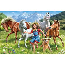 5D DIY Diamond Painting Full Square Little Girl With Horses Diamond Embroidery Sale Cross Stitch Kit Rhinestones Mosaic Decor 2024 - buy cheap