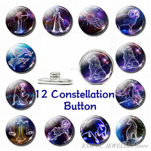 Presente de aniversário joias 5 embutidas 12 constelações cúpula de vidro cabochão signos do zodíaco 16mm acessórios de fabricação artesanal 2024 - compre barato