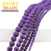 JHNBY Top Quality Natural Stone Purple Lava Beads 4-12mm Round Loose Beads for Jewelry Making Bracelet DIY Accessories 2024 - buy cheap