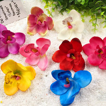 HINDJEF 10 шт./искусственные шелковые бабочки, орхидеи, цветочные головки, украшение для дома, сделай сам, свадебная гирлянда, коллаж, декоративные цветы 2024 - купить недорого
