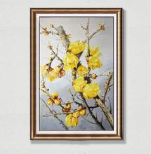 Hand Painting Blossom Wintersweet Oil Painting On Canvas Modern Home Decoration Living Room Wall Art Oil Painting Golden 2024 - buy cheap