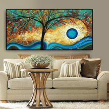 Abstract Tree Sunset Wave Oil Painting on Canvas Poster and Prints Scandinavian Wall Art Picture for Living Room  Cuadros Decor 2024 - buy cheap