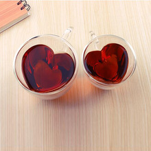 180ml/240ml Heart Love Shaped Double Wall Glass Mug Milk Lemon Juice Coffee Cup Drinkware Heat Insulation Glass Mug Lover Gift 2024 - buy cheap