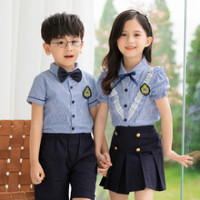 Kids School Uniforms Korean Japanese Style Class Blue Clothes Tie Stage Costumes for Children Size 90-160cm 2024 - buy cheap