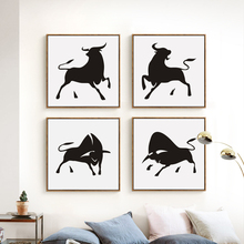 07G Black And White Minimalist Cow Canvas Art Painting Print Poster Picture Wall Living Room Bedroom Home Decoration Murals 2024 - buy cheap