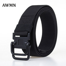 AWMN-Cinturón de nailon de lona para deportes al aire libre, cinturón con hebillas de doble anillo para hombres, jóvenes estudiantes, cinturones de pantalones de moda 70 2024 - compra barato