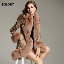 Jaquetas de pele de raposa genuína 2020, jaquetas para mulheres de inverno com retalhos em lã de retalhos, casacos femininos com contas de lã bordada 2024 - compre barato