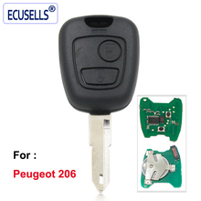 Дистанционный ключ-ретранслятор с 2 кнопками 433 МГц с чипом ID46 + необработанное лезвие для Peugeot 206 2024 - купить недорого