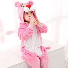 Flannel Children pajamas Kigurumi Kids Pink Panther pajama lovely animal Robe Bathrobe winter cosplay Girl Halloween Costumes 2024 - buy cheap