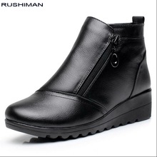 Ruhiman-botas femininas plus size, bota de neve feminina, em couro legítimo, tamanhos 35-43, para mulheres, manter o calor no inverno 2024 - compre barato