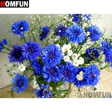 Homfun pintura de diamantes completa quadrada/redonda, broca "flor azul" 3d, bordado, ponto cruz, presente, decoração de casa a00311 2024 - compre barato