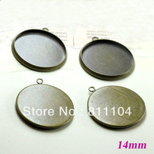 14mm Antique Bronze Plt Copper Circle Tray Bases Bezel Cup Blank Pendant with Loop Charm Settings DIY Cabochons Bulk Wholesale 2024 - buy cheap