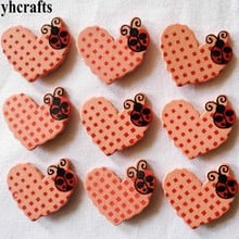 10PCS/LOT,Ladybug on spot heart wood stickers Spring Easter crafts Scrapbooking kit. Wall Fridge stickers Early learning toys 2024 - buy cheap