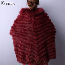 FXFURS 2020 new fashion Real Knitted Rabbit Fur Shawl Women Fashion Fur Cape with Raccoon Fur Collars Autumn Batwing Sweater 2024 - buy cheap