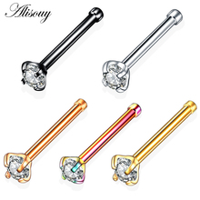 Alisouy-Juego de Piercing de acero inoxidable para mujer y niña, 1 ud., 20g, Piercing de cristal para la nariz, joyería corporal 2024 - compra barato