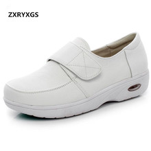 ZXRYXGS primavera zapatos blancos de cuero genuino zapatos de cojín de aire ligero mujeres zapatillas planas 2020 nuevos zapatos de invierno zapatos planos cálidos 2024 - compra barato