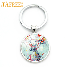 LLavero de moda de TAFREE de ciervo sica, cuadro multicolor, cabujón colgante de vidrio, Metal, joyería, TB24 2024 - compra barato