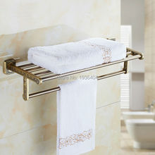 Contracted Retro Euro Brass Bathroom Towel Racks Double Towel Rack Wall Mounted Caving Towel Shelf TR1020 2024 - buy cheap