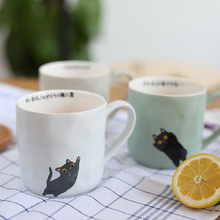 Taza de café retro nórdica, tazón Taza de cerámica con dibujos animados de gato japonés de dibujos animados para el desayuno, leche y zumo de fruta 2024 - compra barato