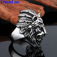 Allergy Free Solid Stainless Steel Lion Heads Rings For Men Punk Rock Skull Jewelry Non-Mainstream Men's Ring Party Gifts Size12 2024 - buy cheap