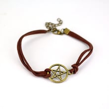 Pulsera pentagrama sobrenatural de piel de imitación ajustable para hombre y mujer estilo Punk 2024 - compra barato