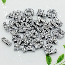 A-Z 8mm Full Rhinestones Pendants Slide Letters Fit For DIY Gift Charm Leather Name Wristband Bracelet Belt Necklace Jewelry 2024 - buy cheap