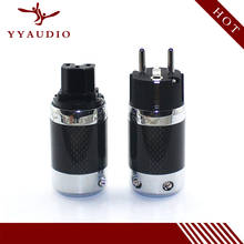 YYAUDIO Rhodium plated EU Schuko power plug Carbon Fiber HiFi Plug connectors Adapter P50 black 2024 - buy cheap