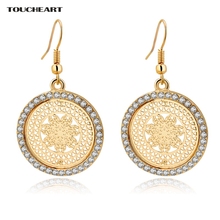 TOUCHEART-pendientes de cristal con piedras para mujer, joyería de moda, color dorado, antiguo, redondo 2024 - compra barato