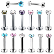 1PC Steel Crystal Prong Set Zircon Labret Monroe Ring Round Heart Star Ear Cartilage Tragus Earring Helix Piercing Sexy Jewelry 2024 - buy cheap