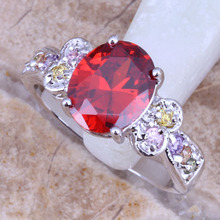 Anillo de plata Chapado en rojo, Multicolor, liso, tamaño 6 / 7 / 8 / 9 R0093 2024 - compra barato