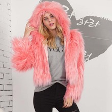 Winter Warm Women Faux Fox Fur Hooded Thick Coat Long Sleeve Covered Button Hood Fur Thicken Outerwear Solid Jackets 2024 - buy cheap
