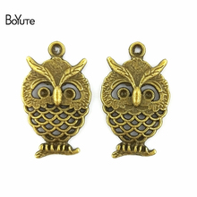 BoYuTe (100 Pieces/Lot) 15*25MM Antique Bronze Silver Plated Zinc Alloy Owl Charms Pendant for Jewelry Accessories Diy Handmade 2024 - купить недорого