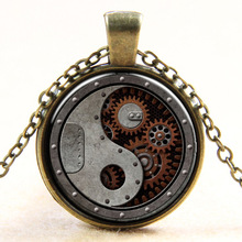 Oneckoha colar vintage com pedra, pingente de equipamento mecânico, joia steampunk para colar curto 2024 - compre barato