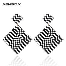 AENSOA Vintage Plaid Acrylic Drop Earrings Fashion Jewelry Minimalist Geometric Korean Resin Statement Earrings For Women Girl 2024 - buy cheap