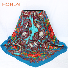 Luxury Brand Russian Fashion 120cm Retro Printed Scarves Winter Cotton Hijab Sunscreen Wrap Scarves Shawls Women Large Square 2024 - buy cheap