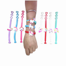 Pulsera de goma de Unicornio de arcoíris para fiesta de bebé, decoración de fiesta de cumpleaños, regalos para niños, 10 Uds. 2024 - compra barato