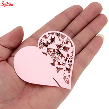 100pcs Love Shape Red Wine Cup Card Laser Cut Wedding Decoration Place Card   Paper Cards Name Card Decoration 5Z-SH053-100 2024 - buy cheap