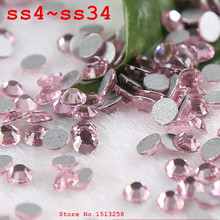 Розовый цвет без горячей фиксации Bling 2028 плоские задние Кристальные камни белый задник SS4 SS5 SS6 SS10 SS12 SS16 SS20 S30 SS34 2024 - купить недорого